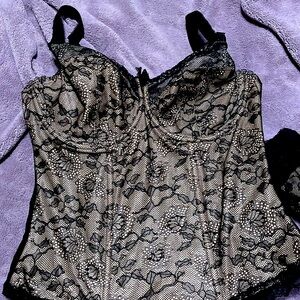 NWT  Fantasie Susanna Antique Black Basque Corset with med thong -  never worn
